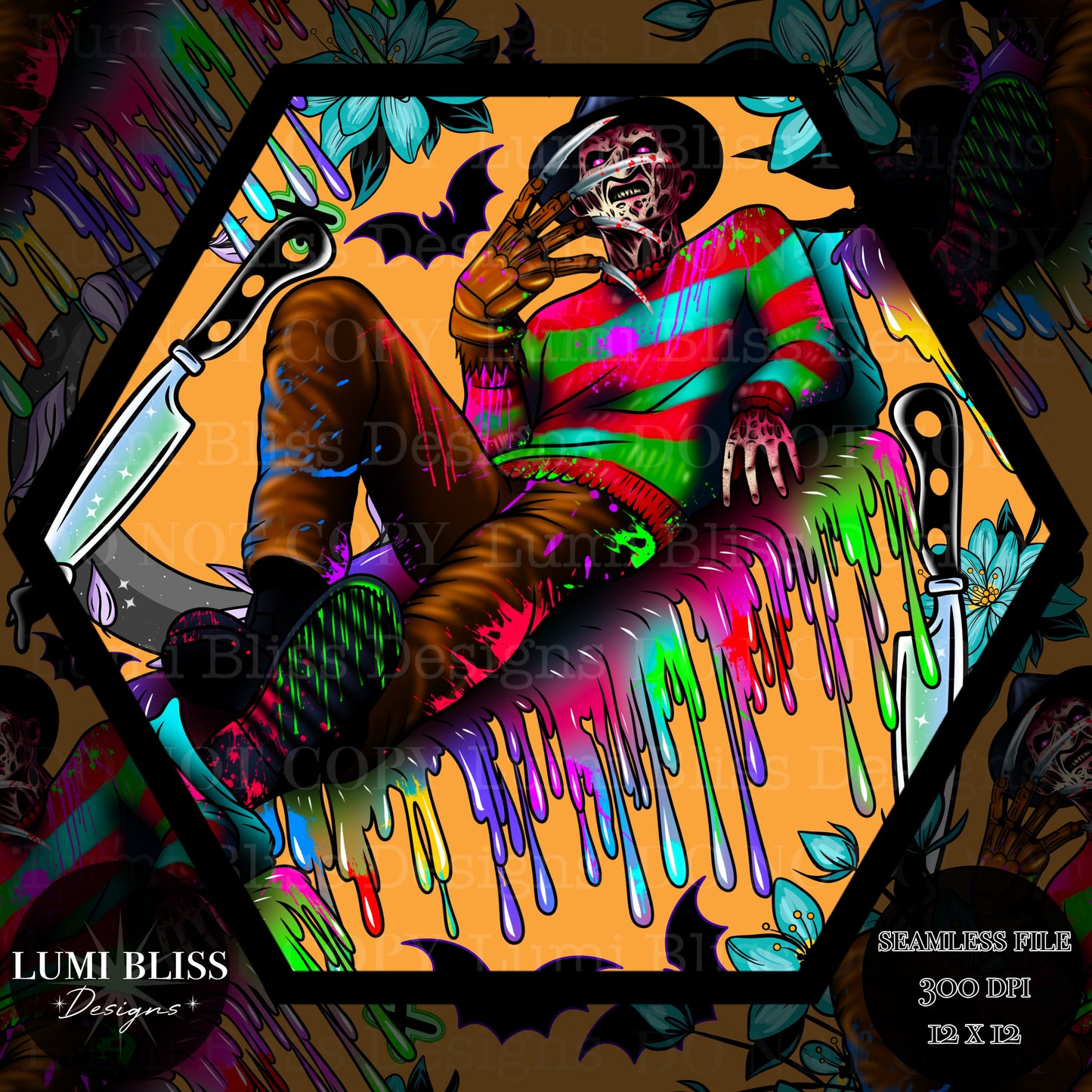 Horror Floral Freddy Seamless