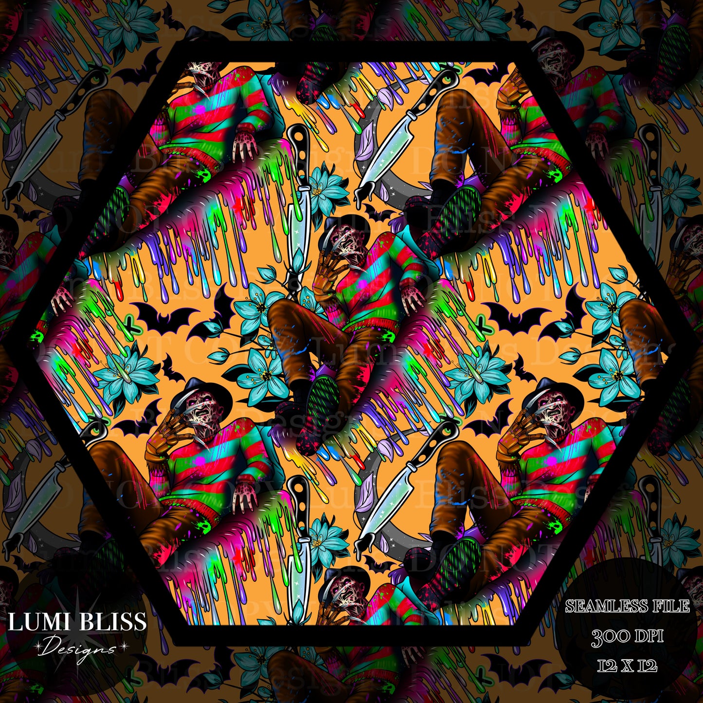 Horror Floral Freddy Seamless