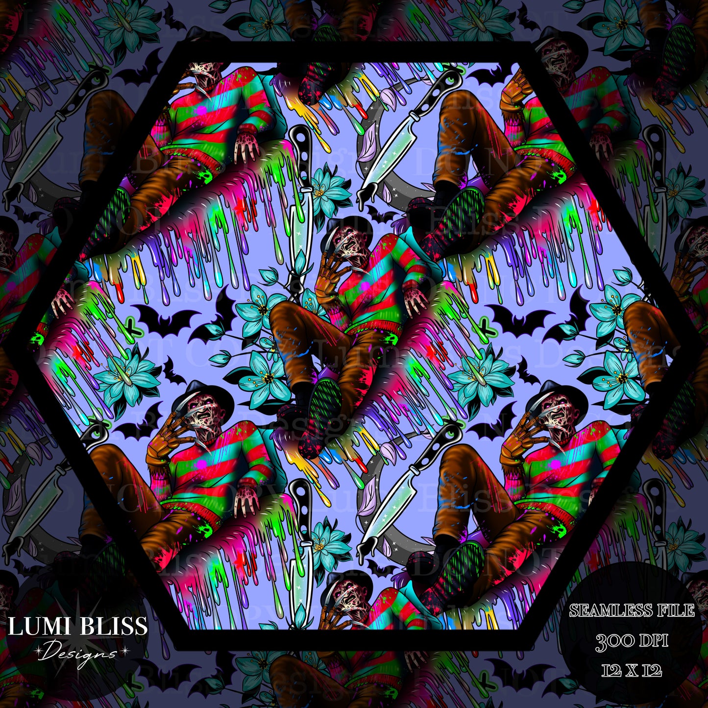 Horror Floral Freddy Seamless
