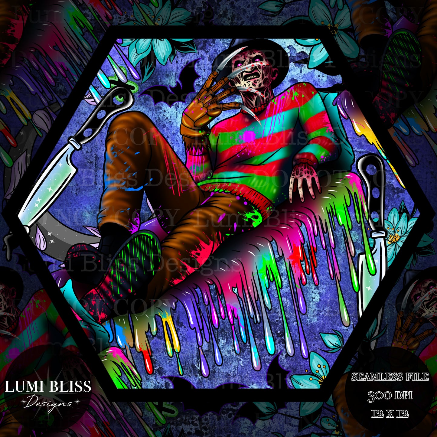 Horror Floral Freddy Seamless