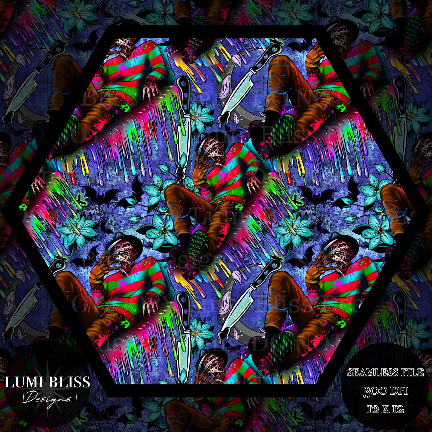 Horror Floral Freddy Seamless
