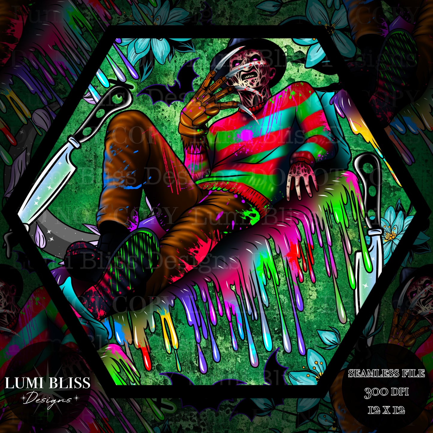 Horror Floral Freddy Seamless