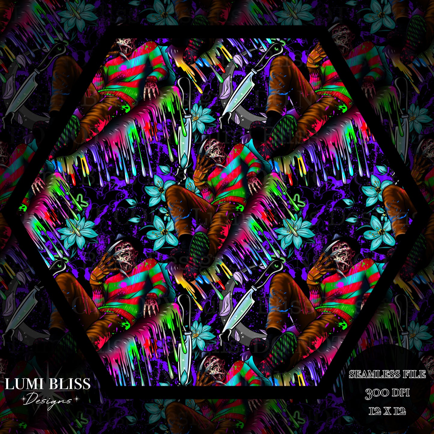 Horror Floral Freddy Seamless