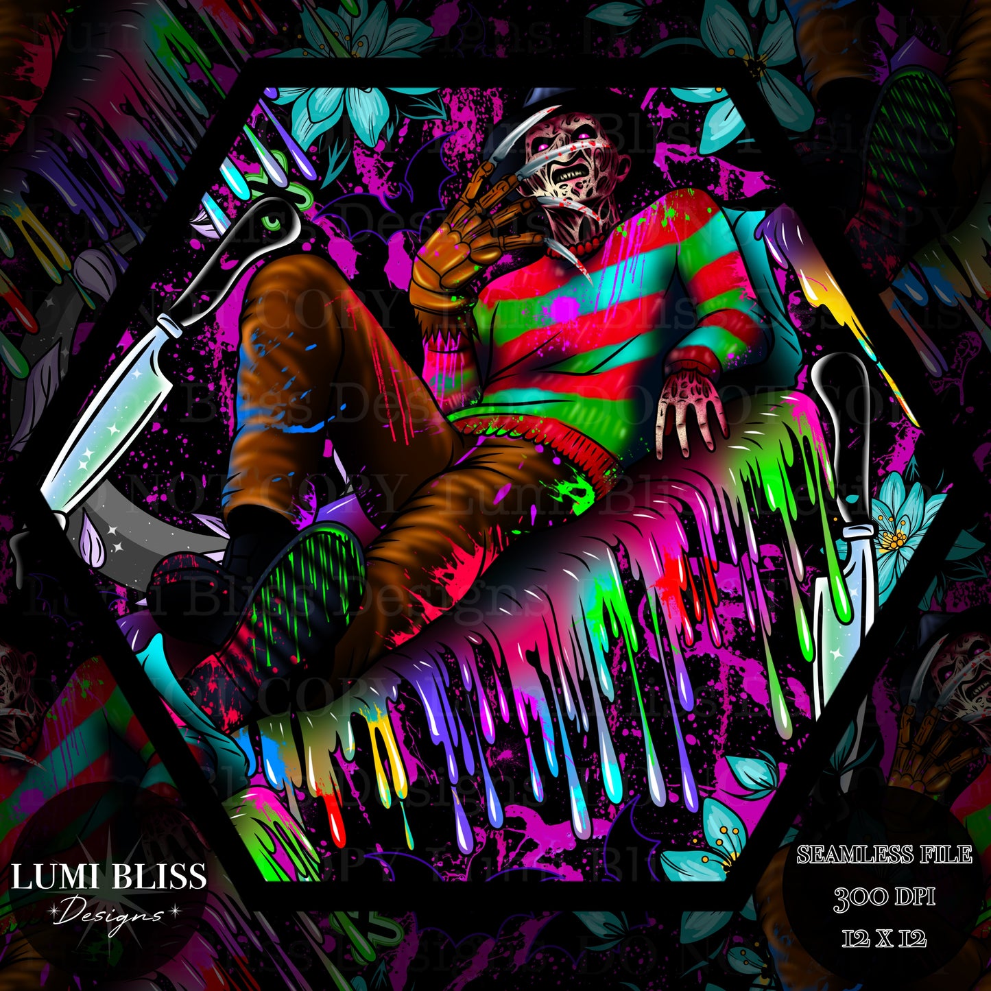 Horror Floral Freddy Seamless