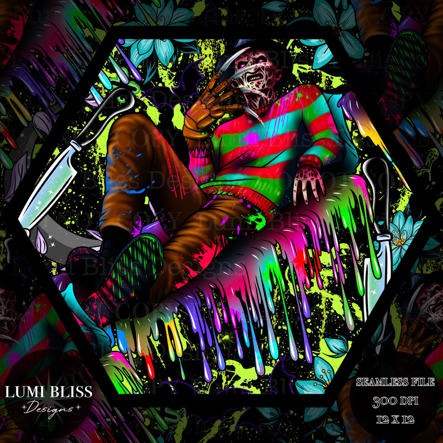 Horror Floral Freddy Seamless