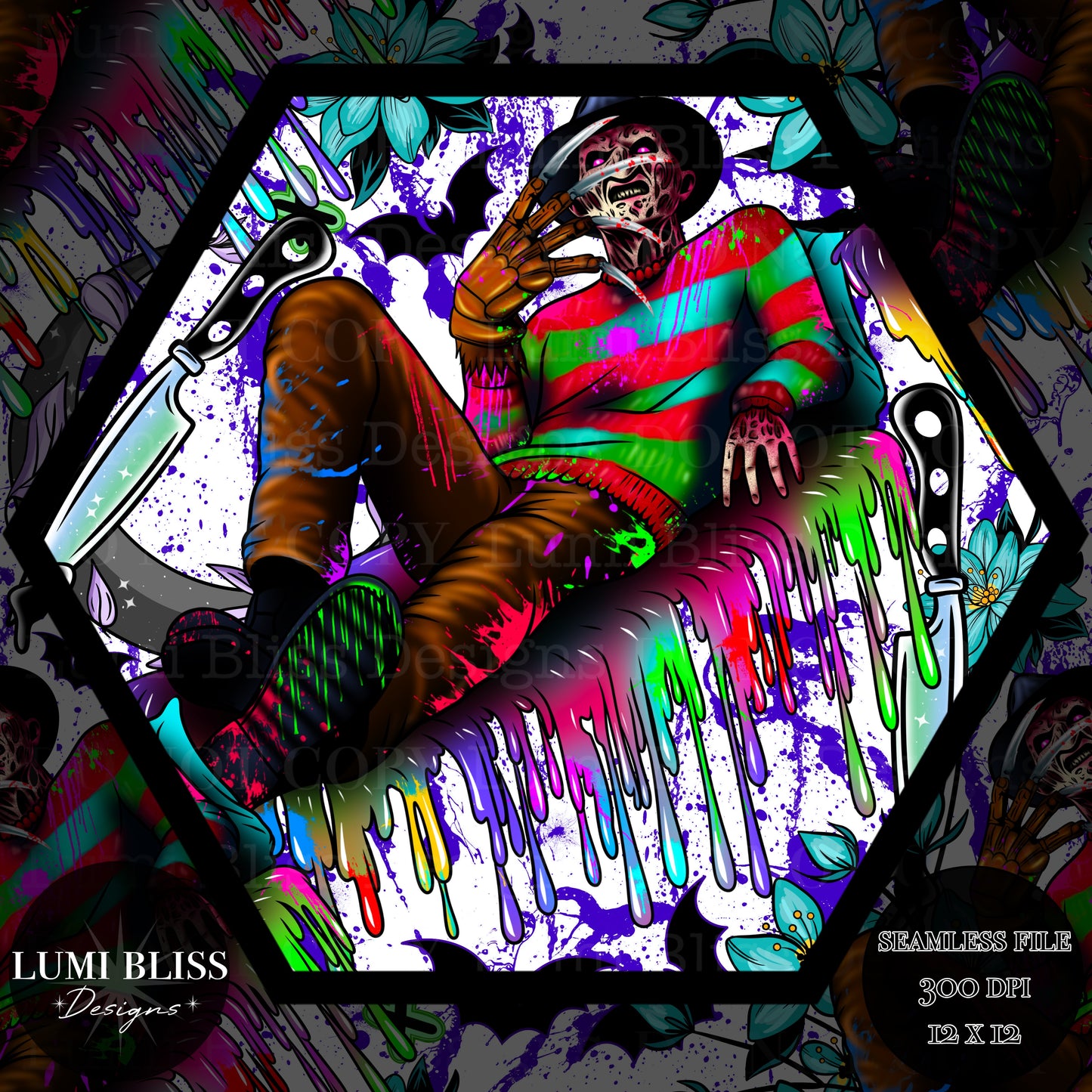 Horror Floral Freddy Seamless