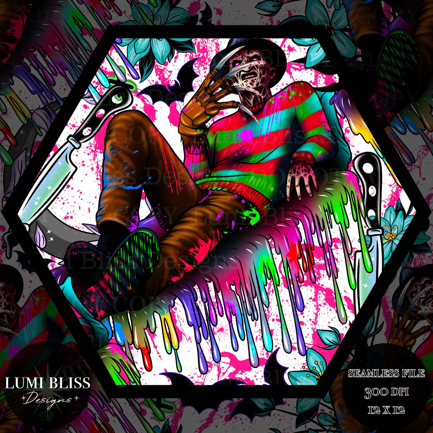 Horror Floral Freddy Seamless