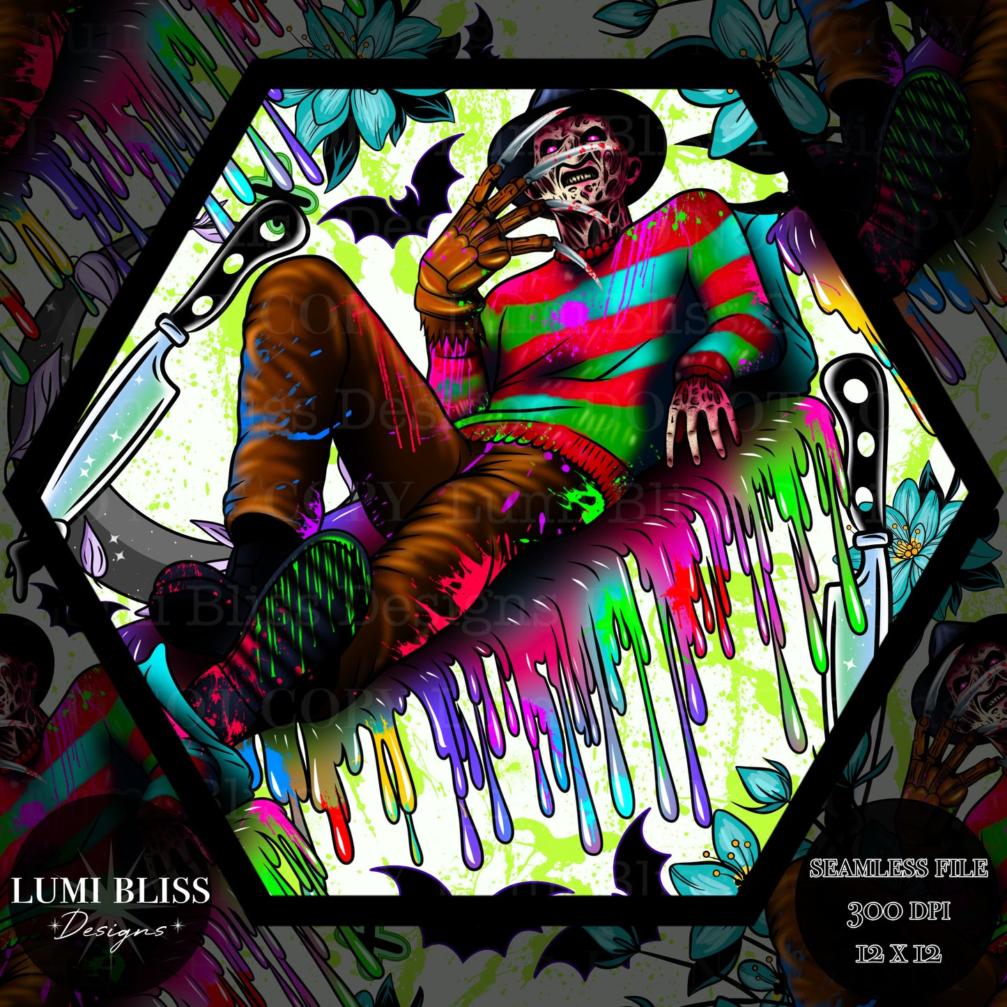 Horror Floral Freddy Seamless