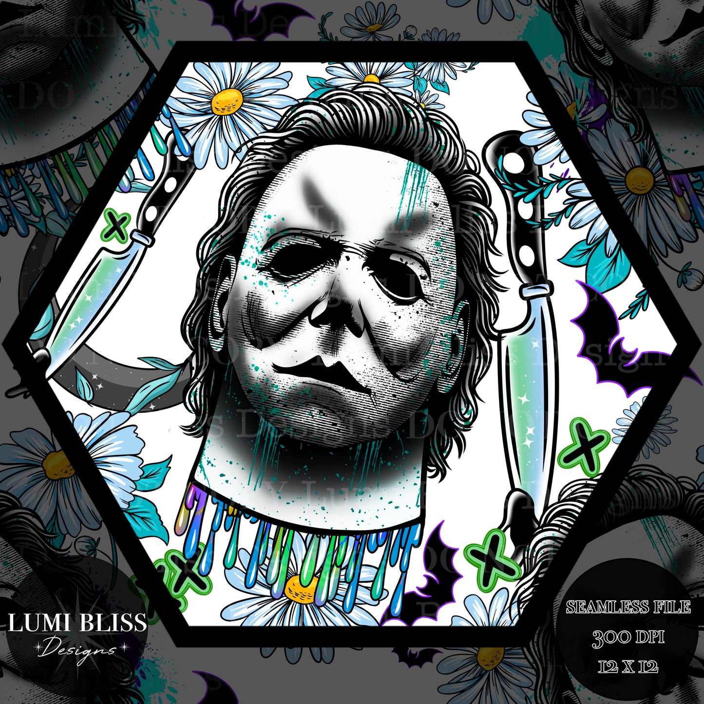 Horror Floral Michael Seamless