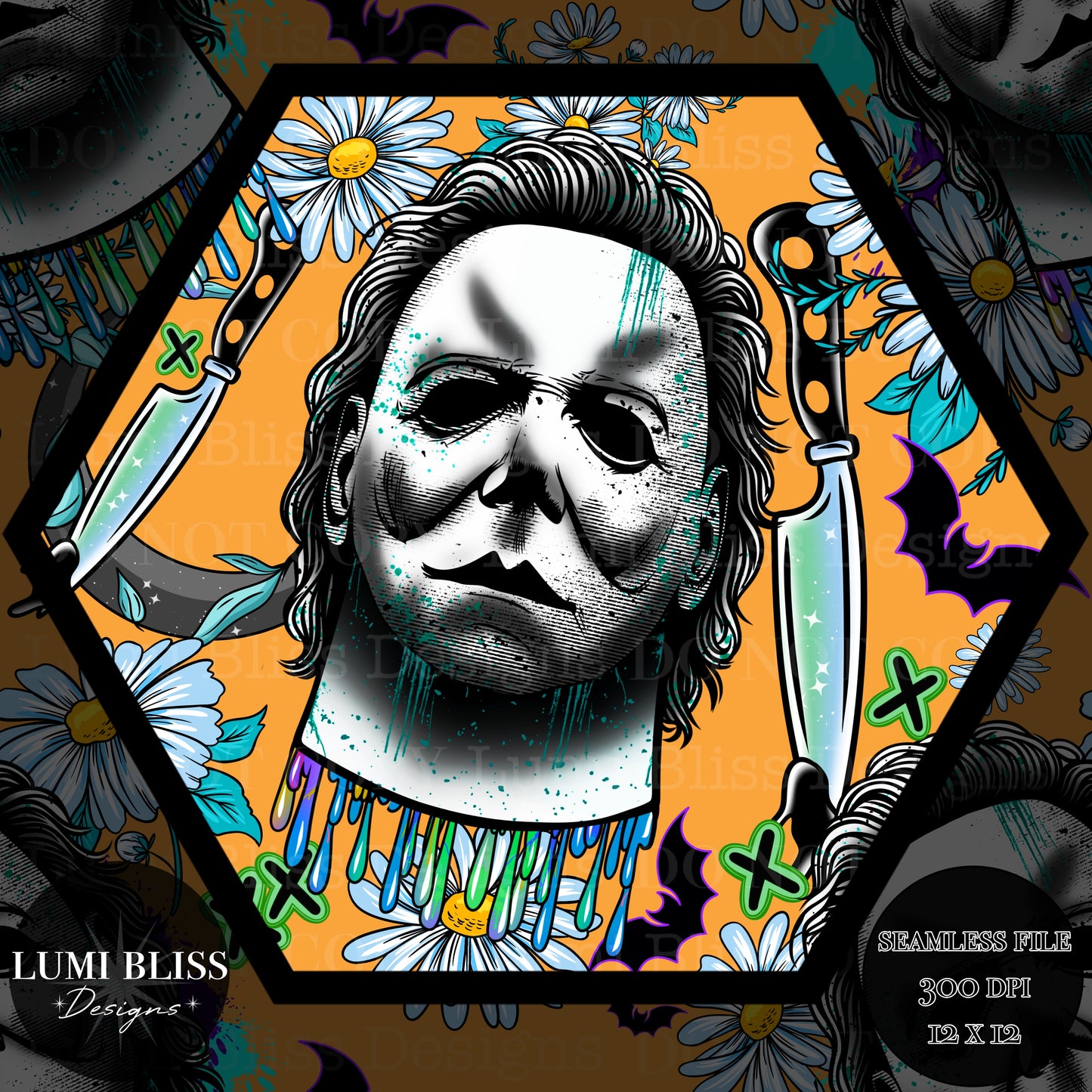Horror Floral Michael Seamless