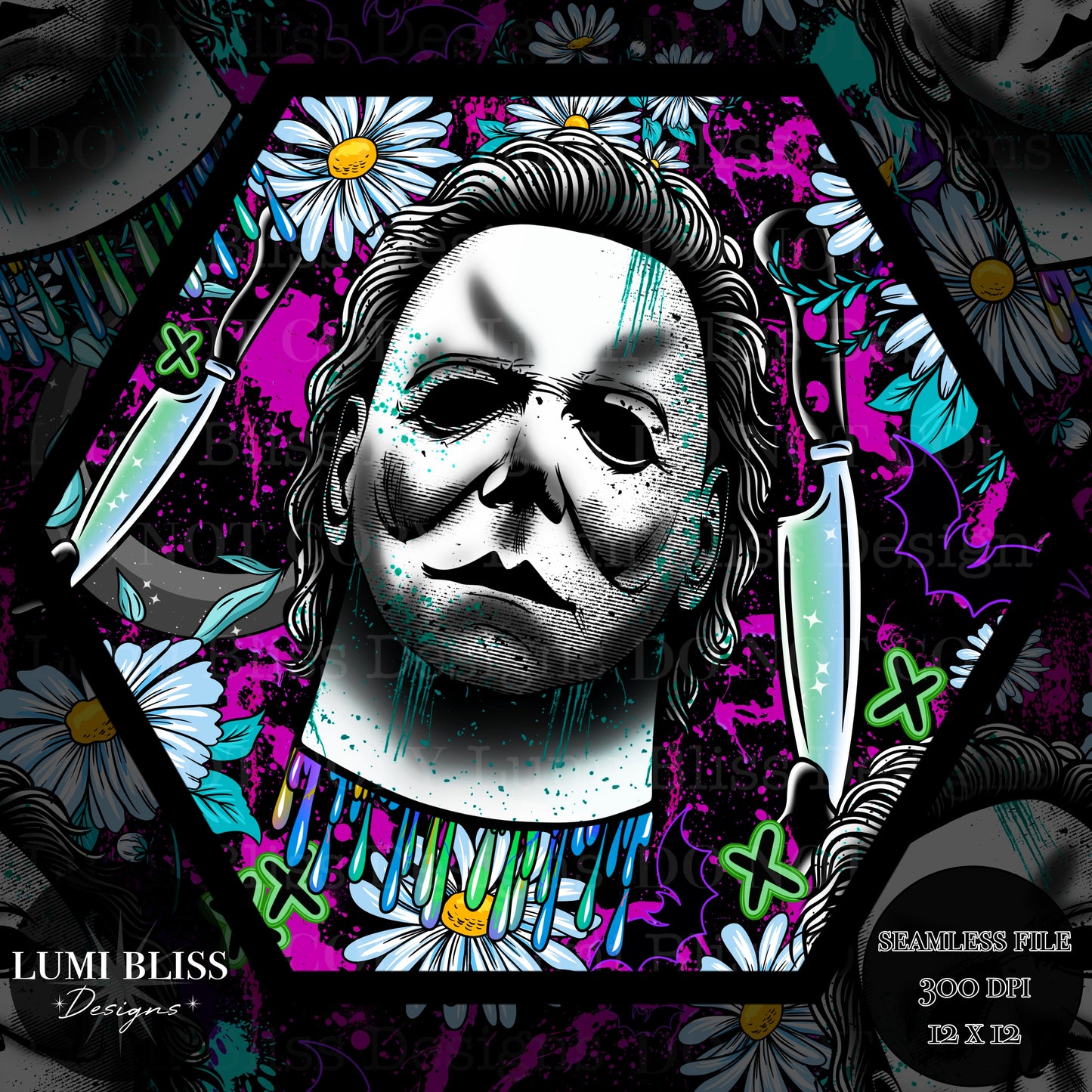 Horror Floral Michael Seamless