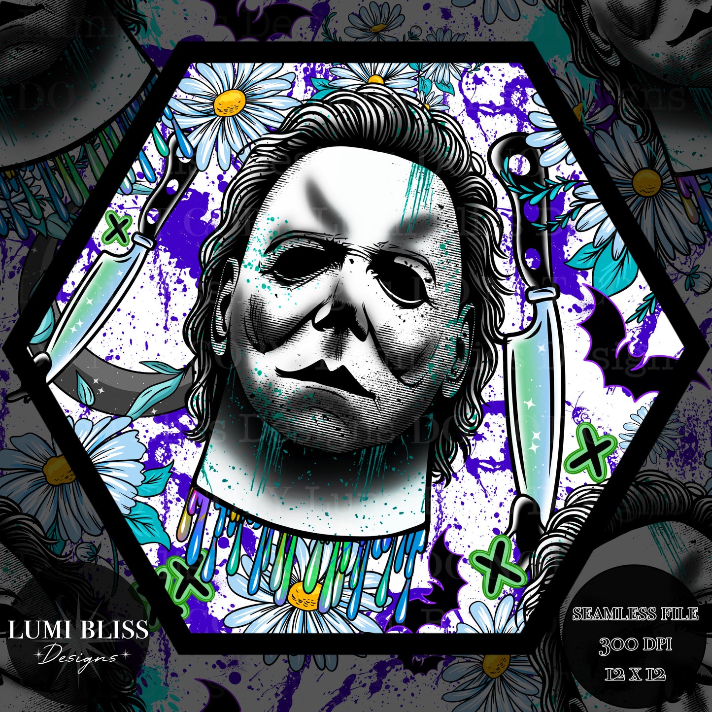 Horror Floral Michael Seamless