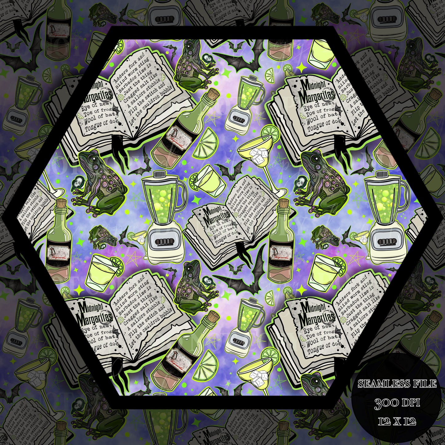Midnight Margaritas green Seamless