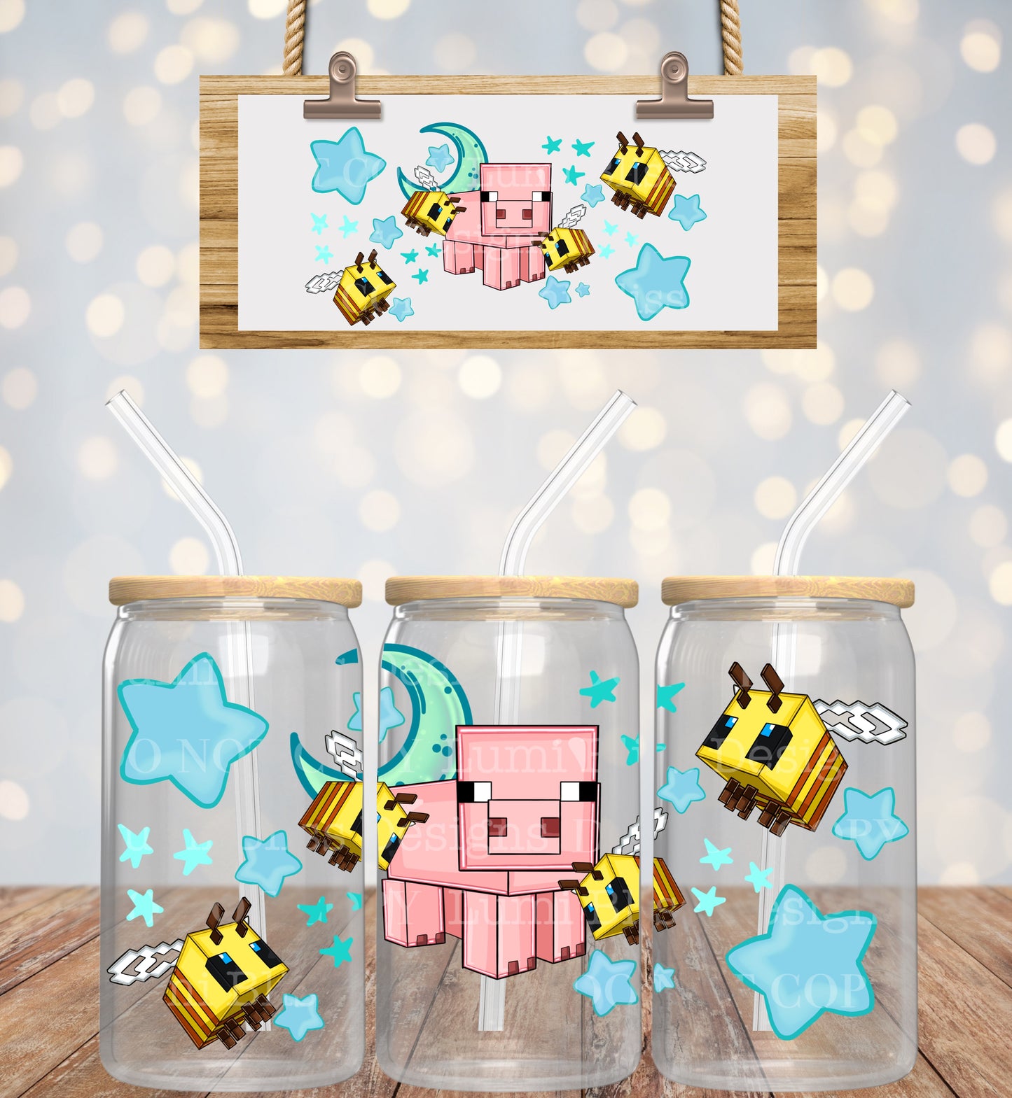 Moon & stars Pig 16oz