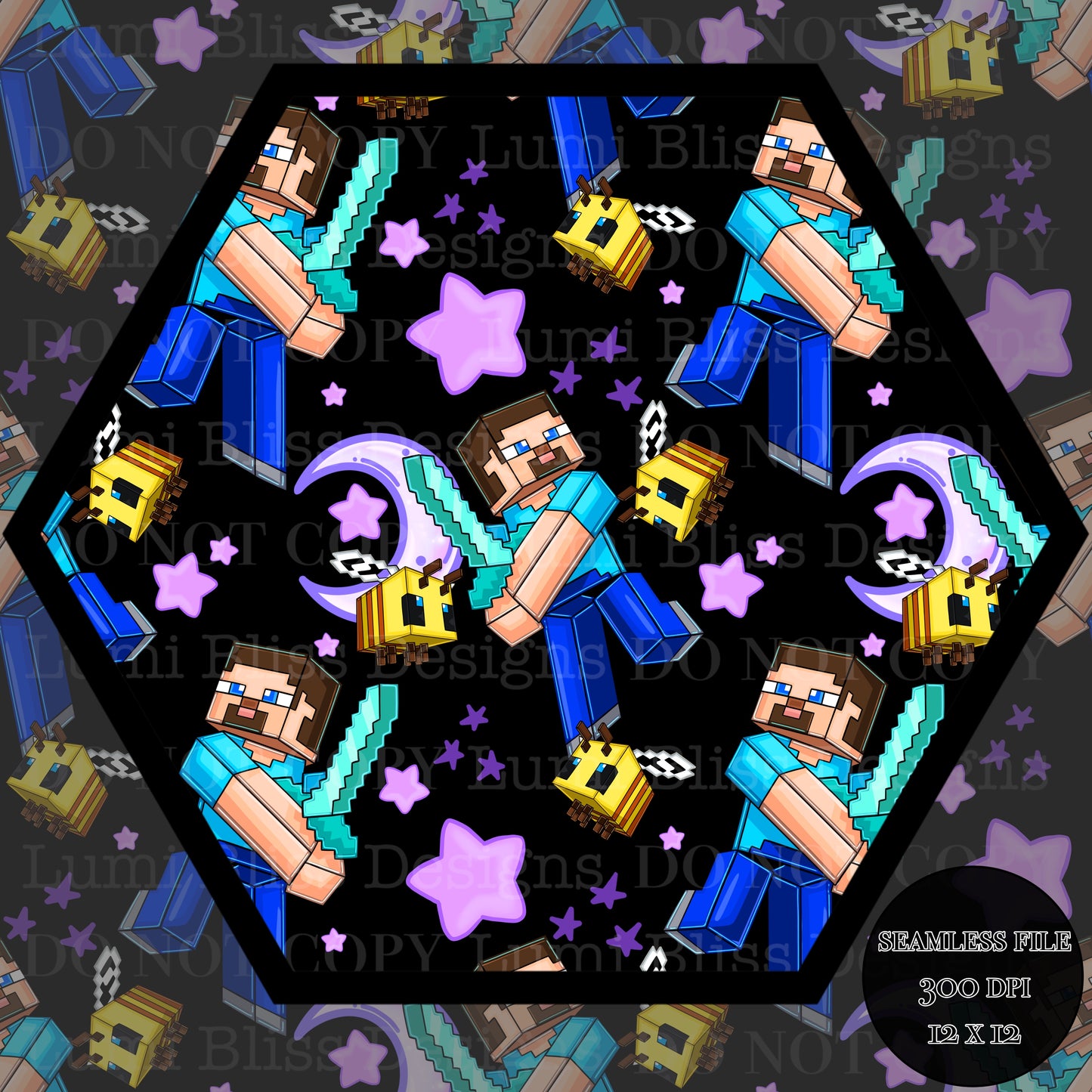 Moon & stars Steve Seamless