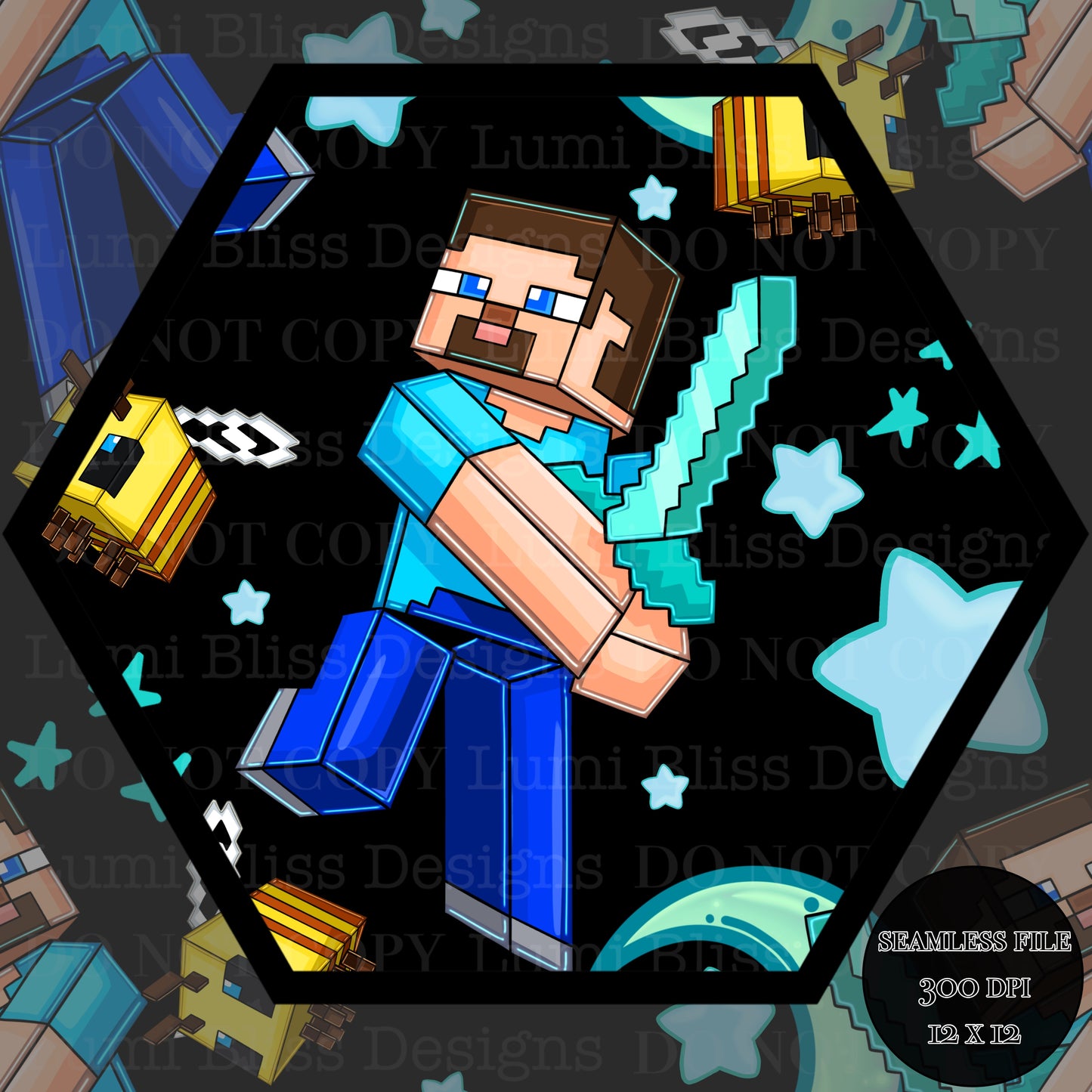 Moon & stars Steve Seamless