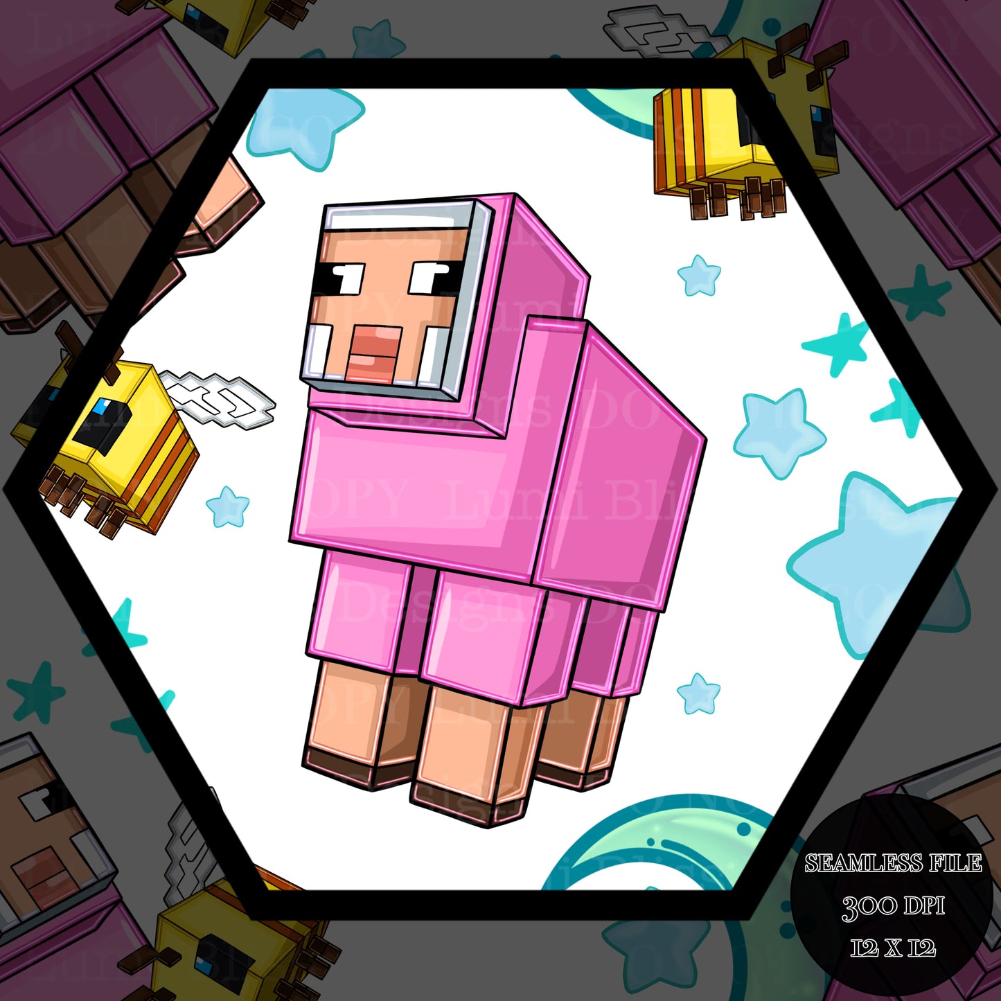 Moon & stars Sheep Seamless