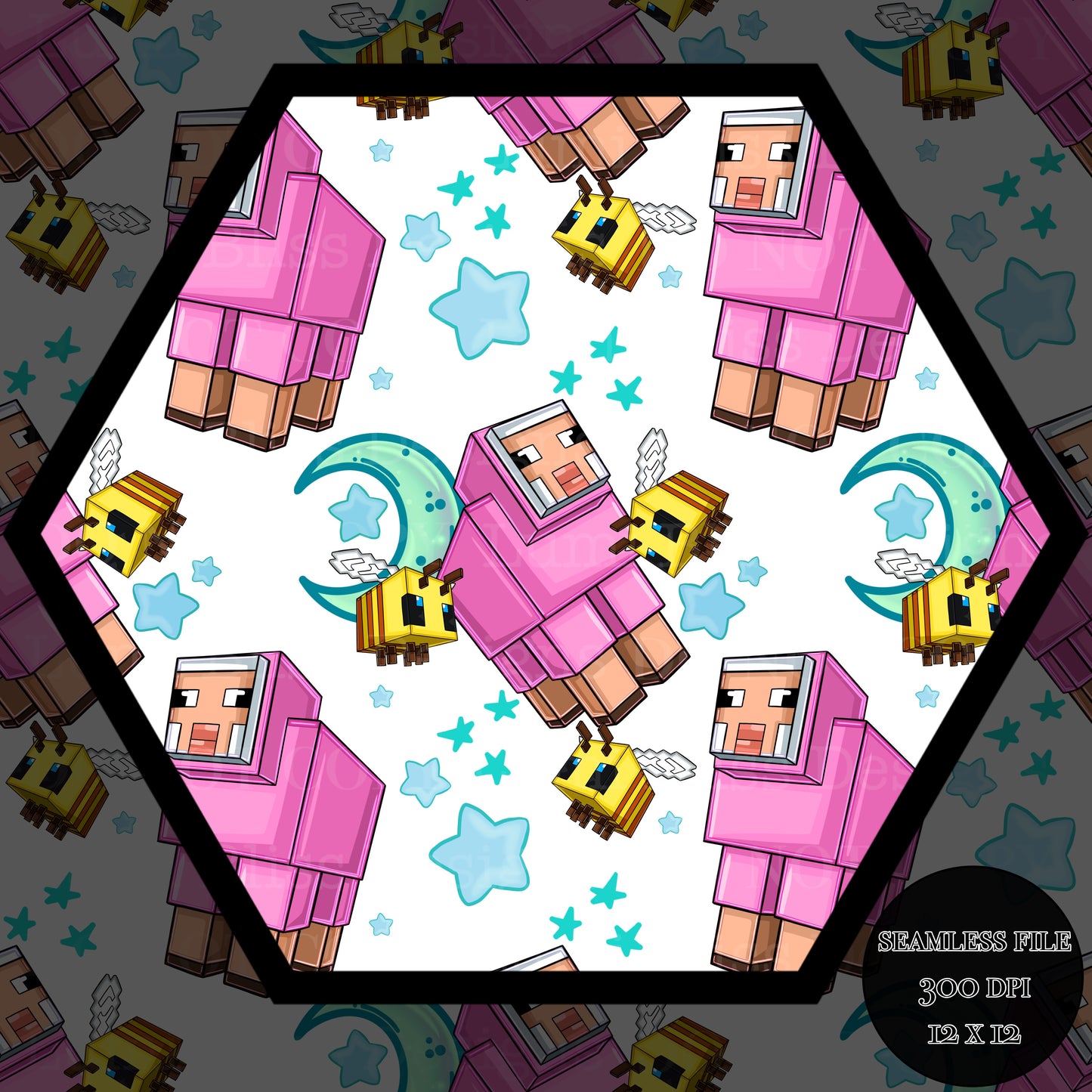 Moon & stars Sheep Seamless