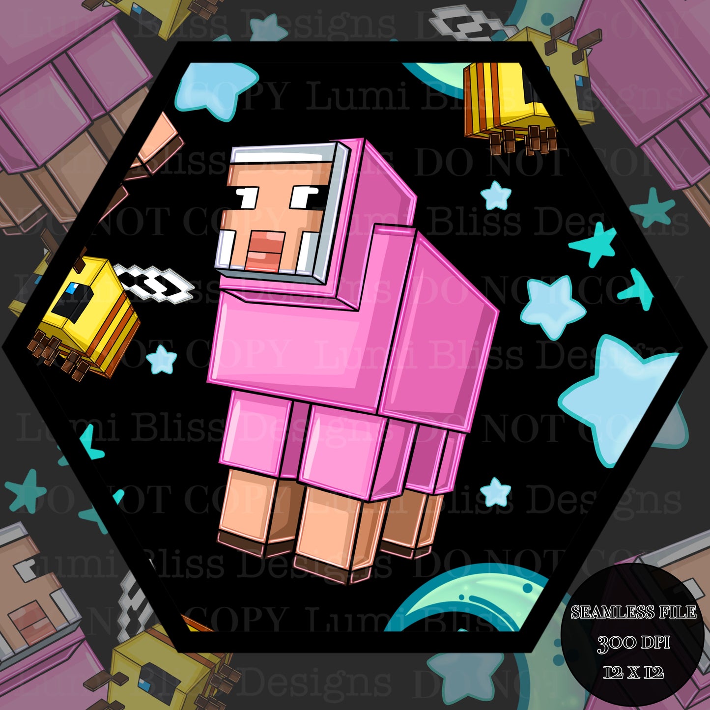 Moon & stars Sheep Seamless