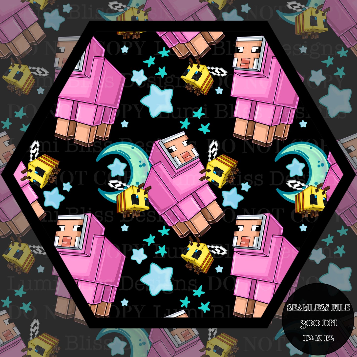 Moon & stars Sheep Seamless