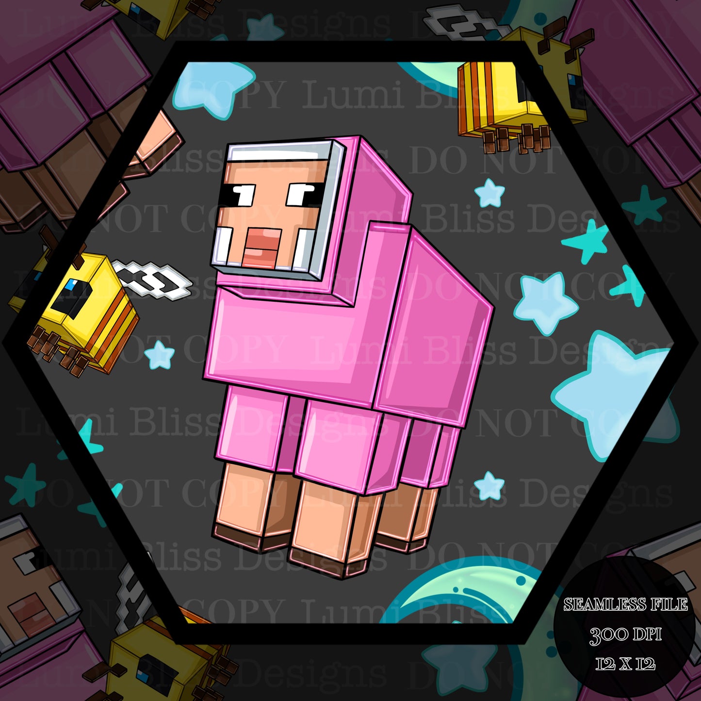 Moon & stars Sheep Seamless