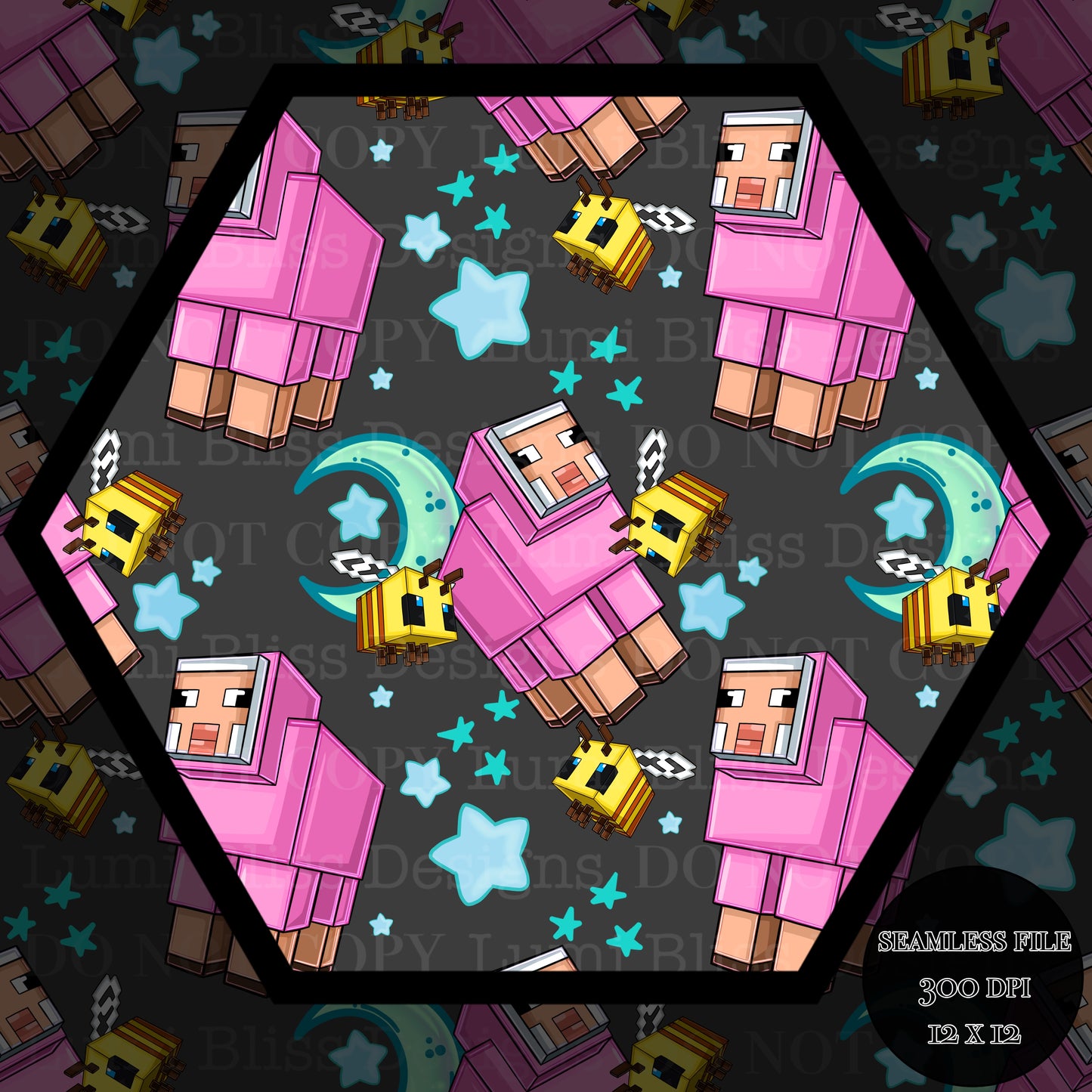 Moon & stars Sheep Seamless