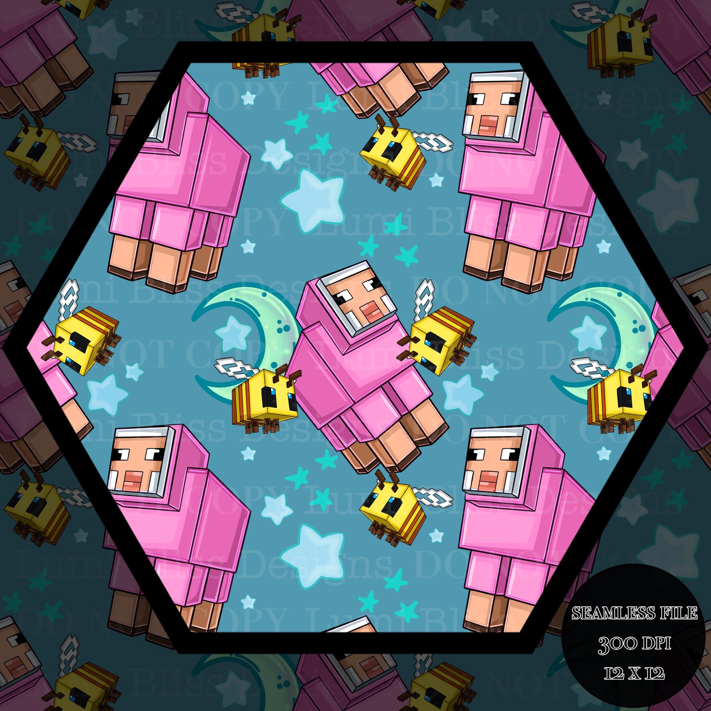 Moon & stars Sheep Seamless