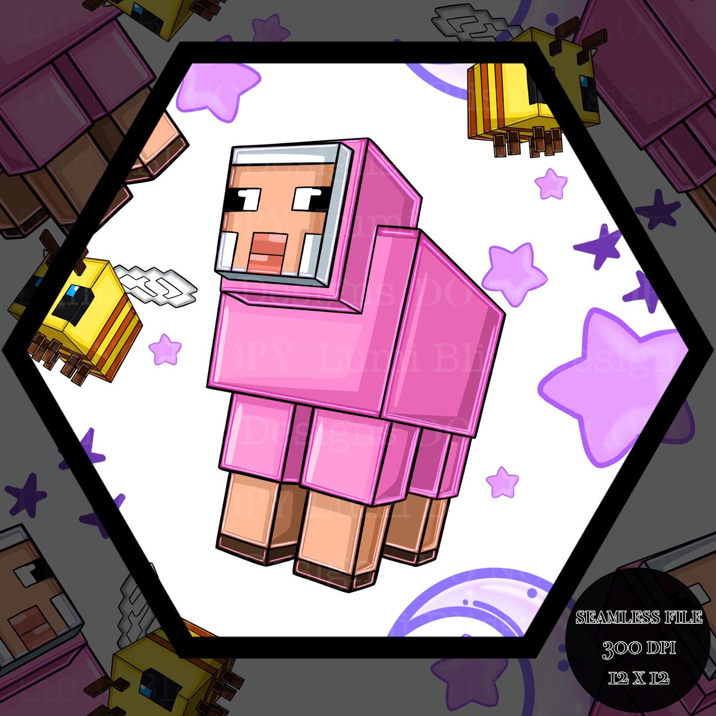 Moon & stars Sheep Seamless