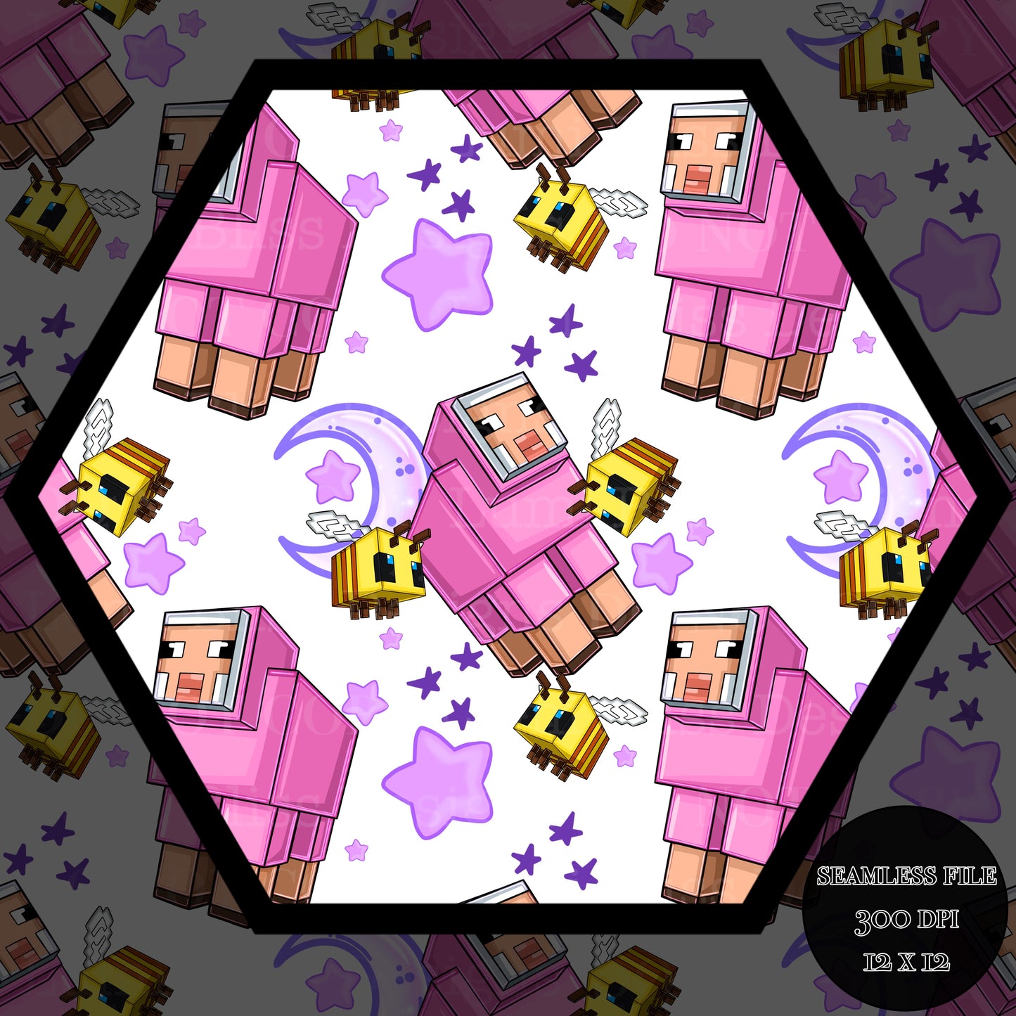 Moon & stars Sheep Seamless