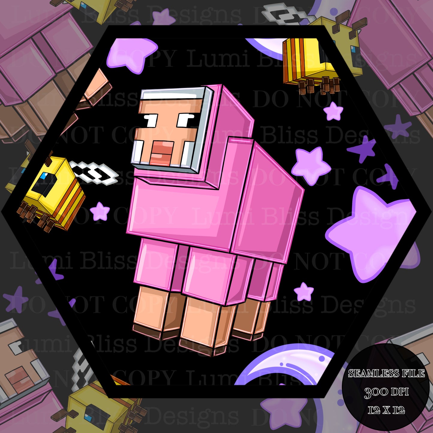 Moon & stars Sheep Seamless