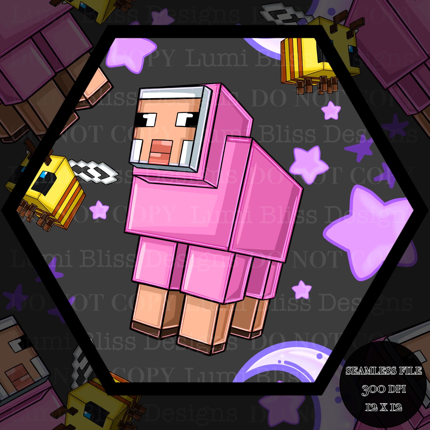 Moon & stars Sheep Seamless