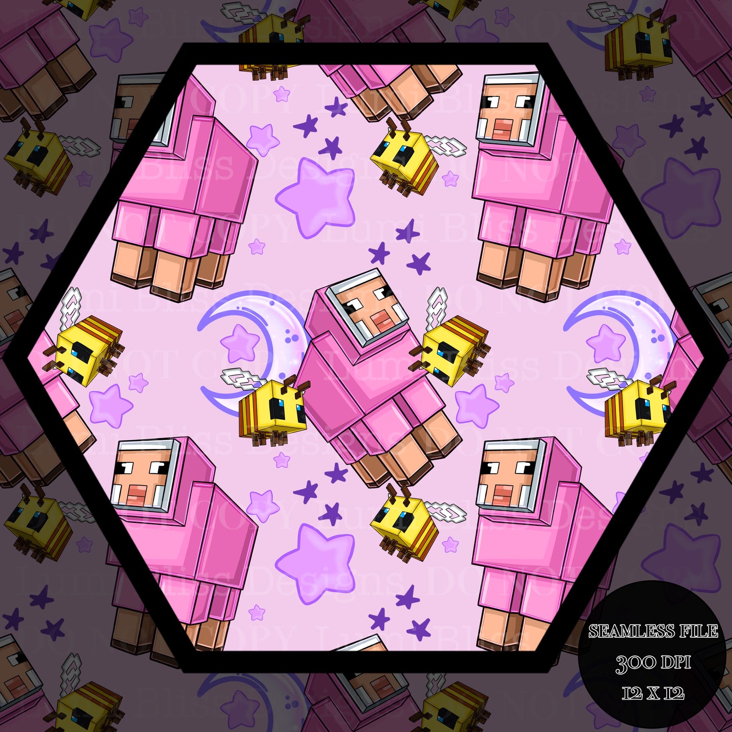 Moon & stars Sheep Seamless