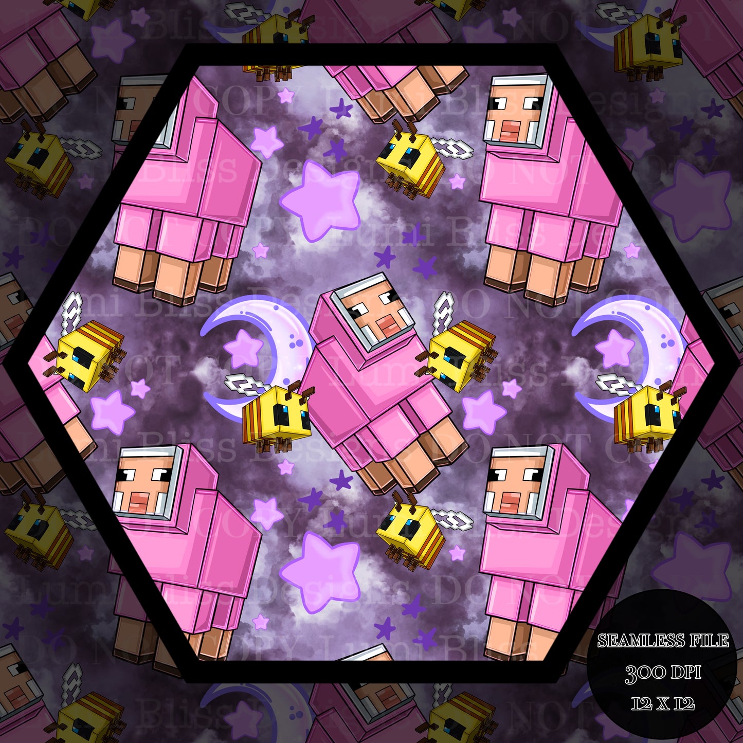 Moon & stars Sheep Seamless