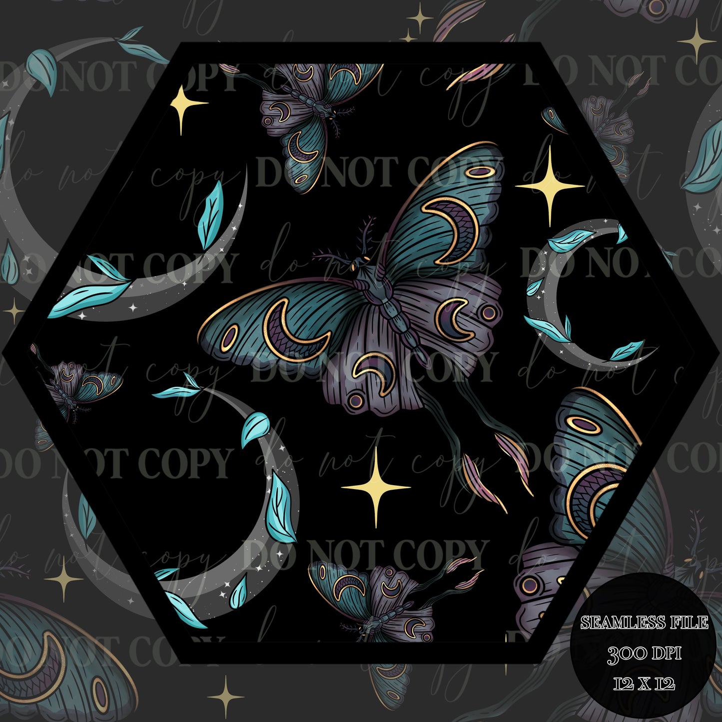 Moonlit Moths Seamless