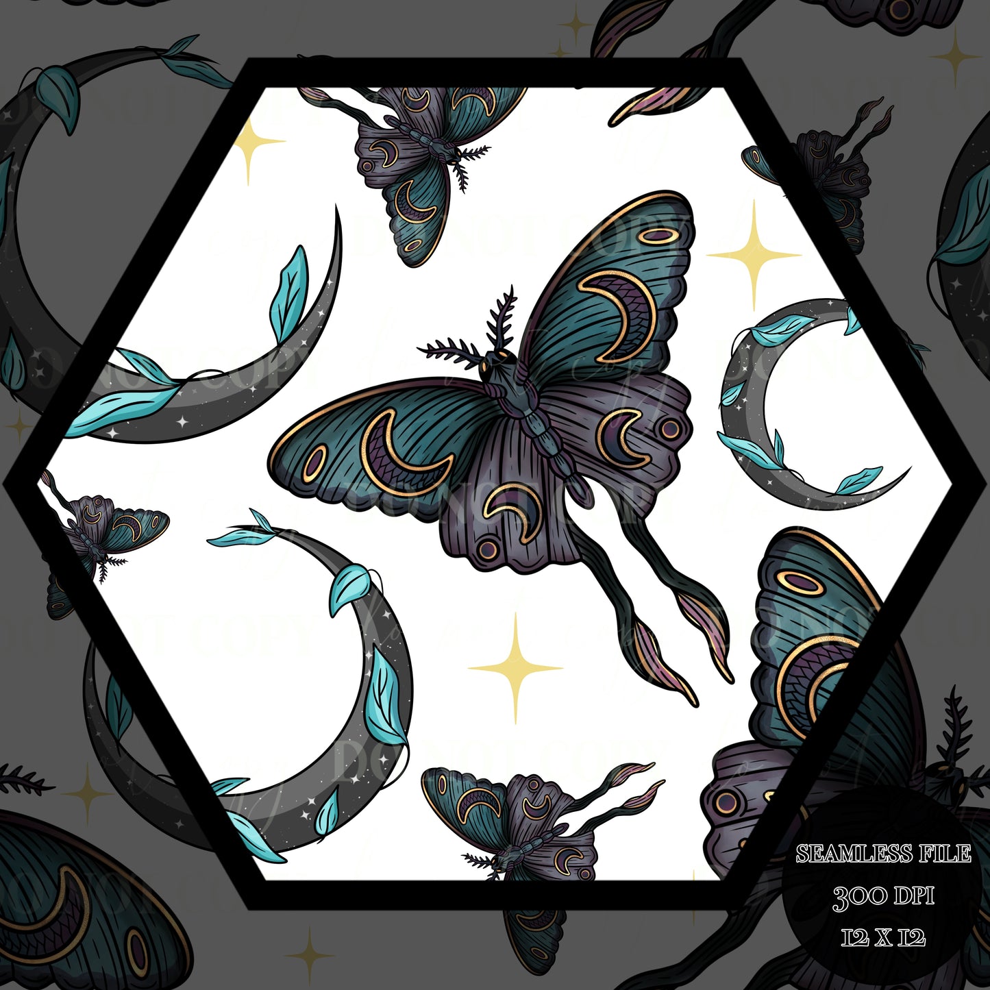 Moonlit Moths Seamless