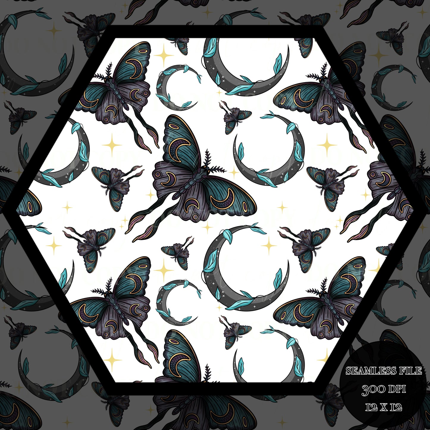 Moonlit Moths Seamless