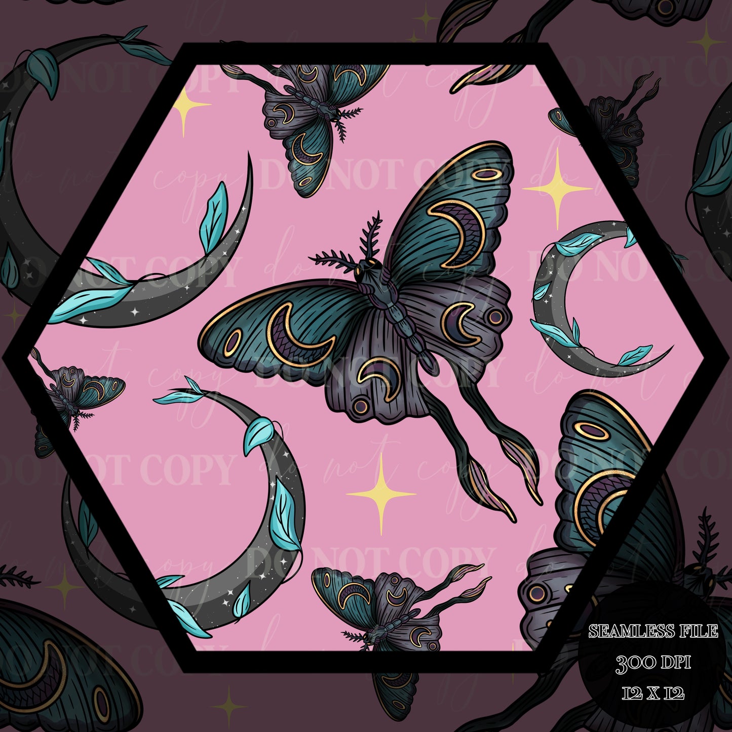 Moonlit Moths Seamless