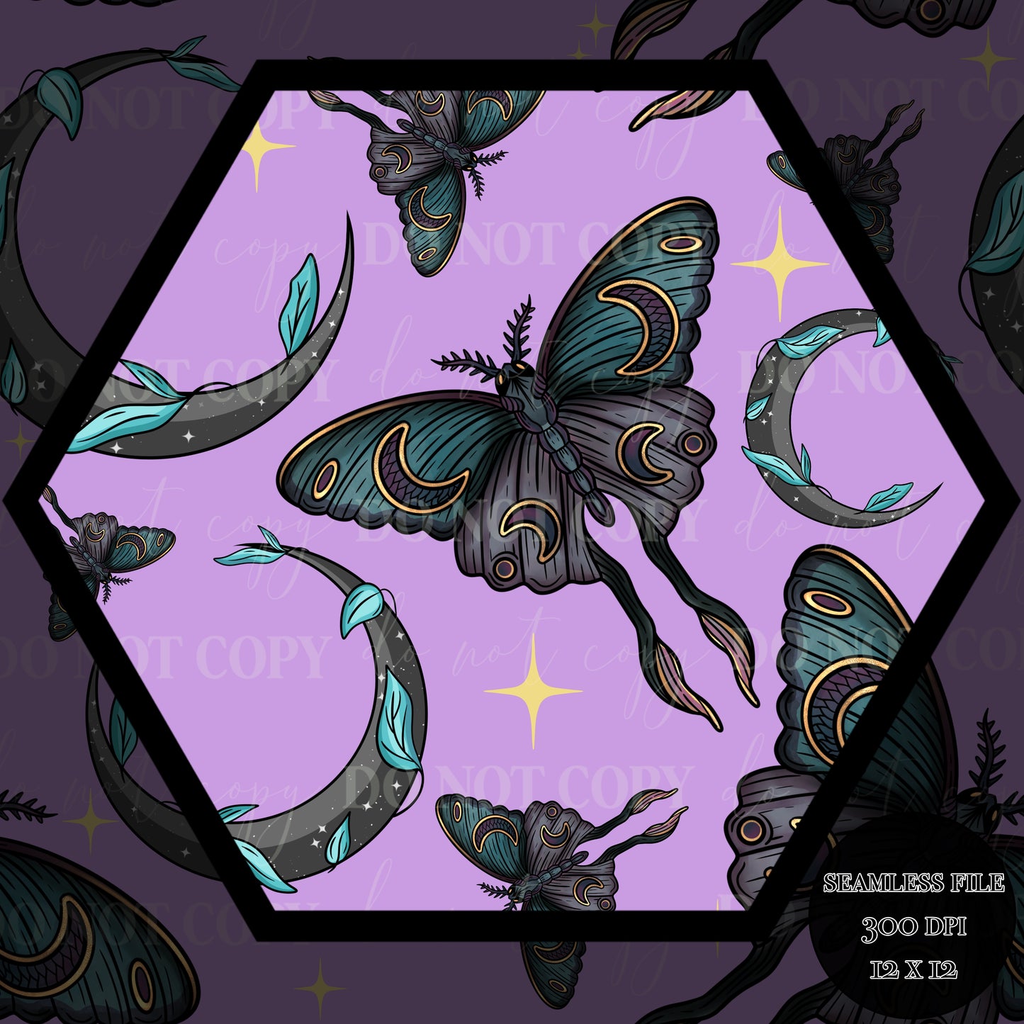 Moonlit Moths Seamless