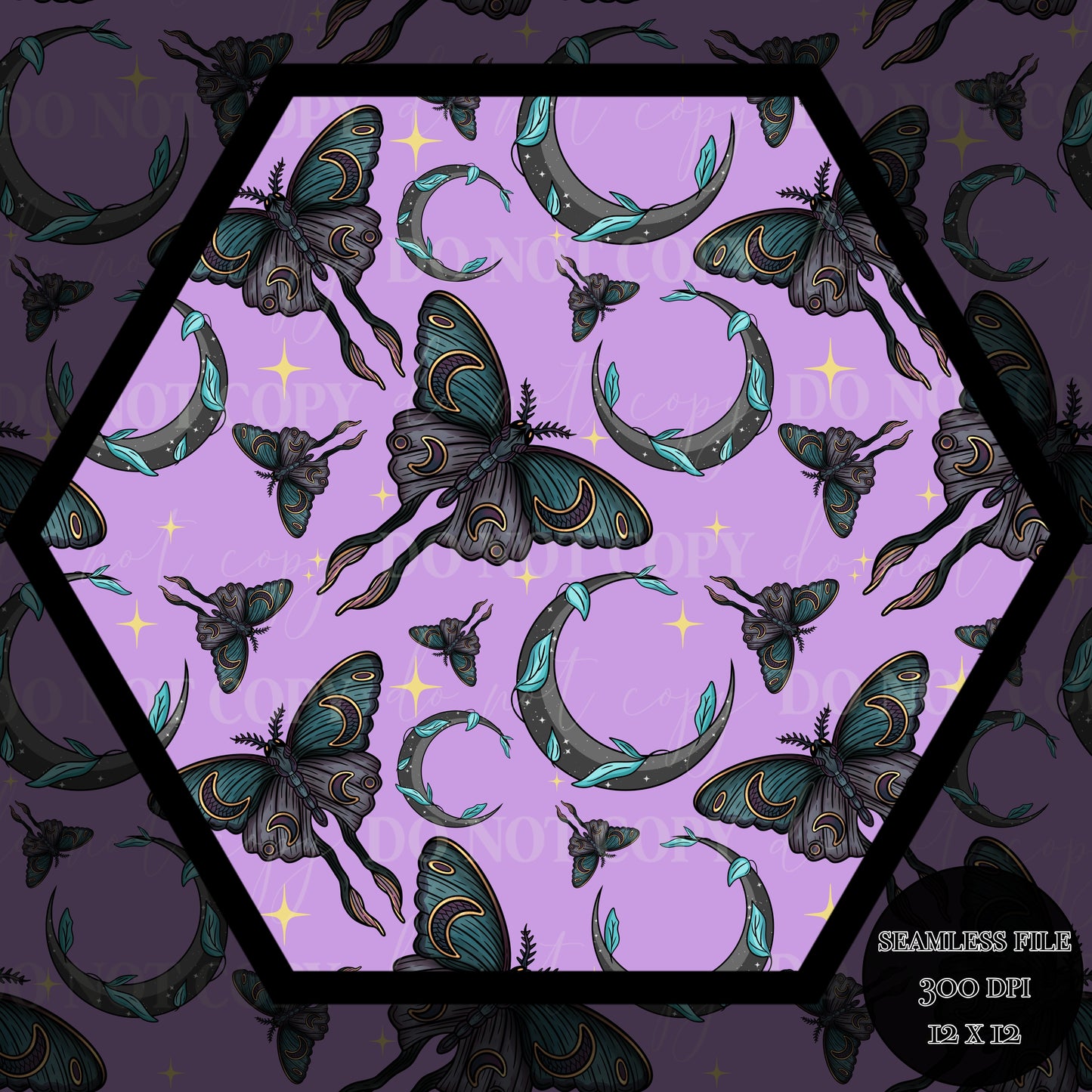 Moonlit Moths Seamless