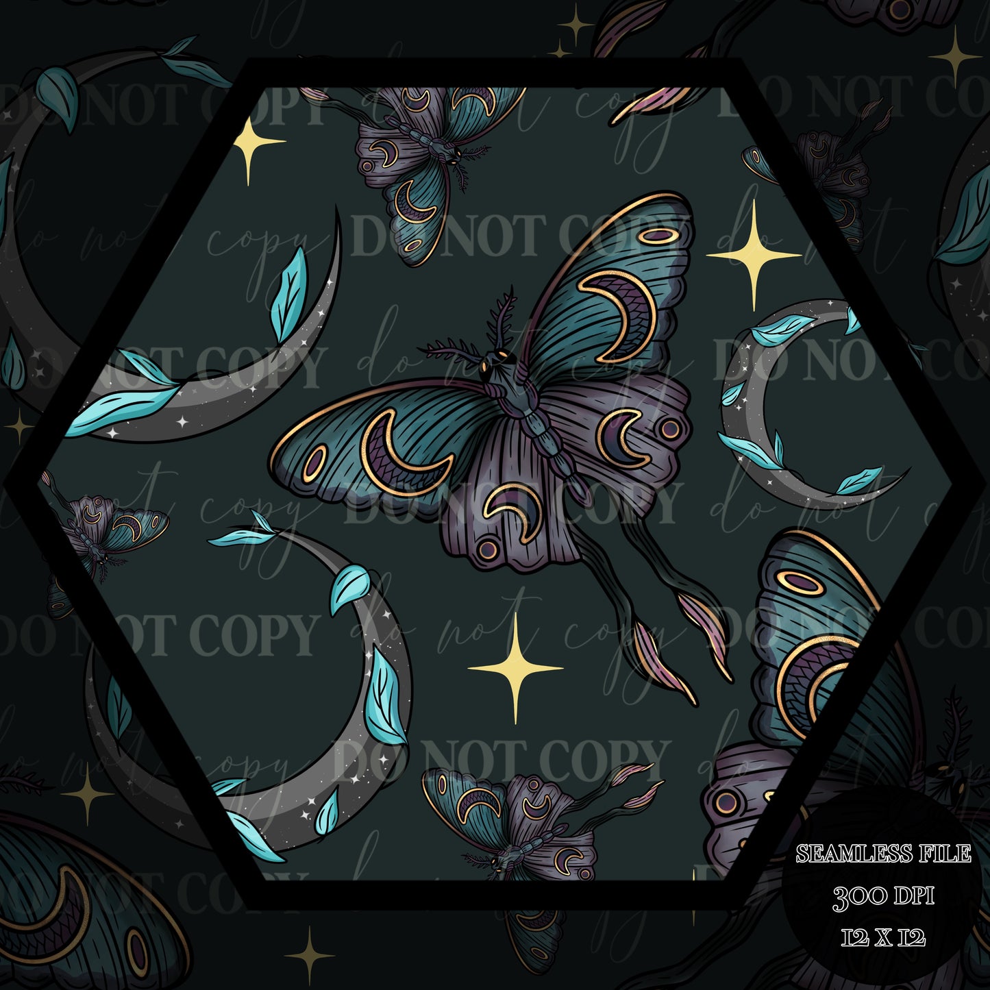 Moonlit Moths Seamless