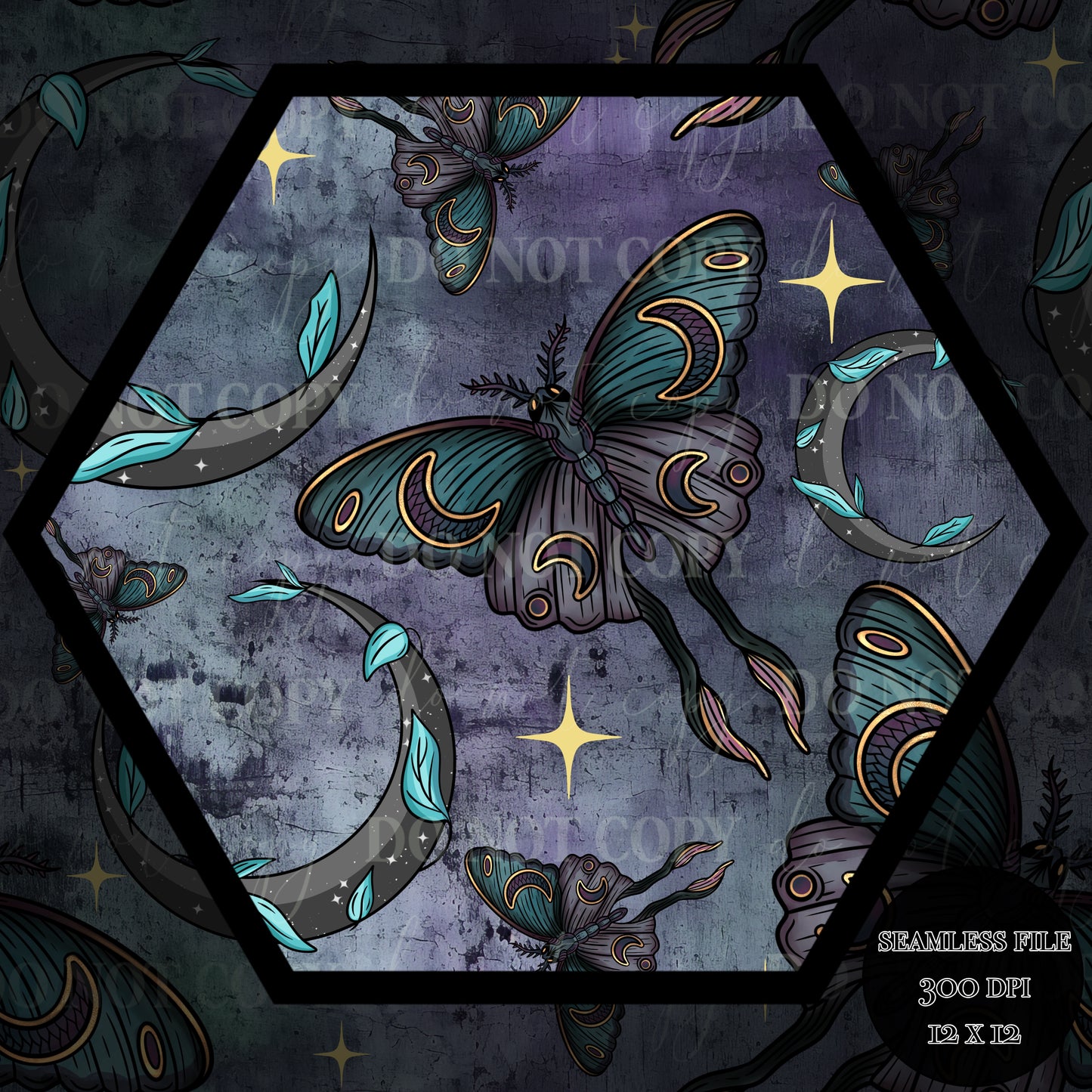Moonlit Moths Seamless