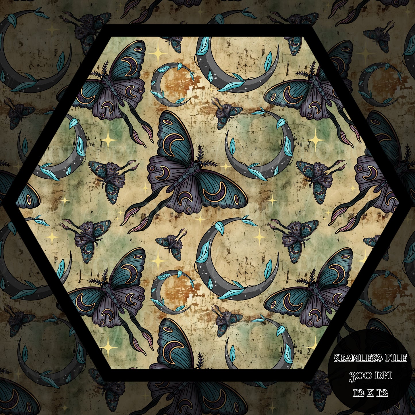 Moonlit Moths Seamless