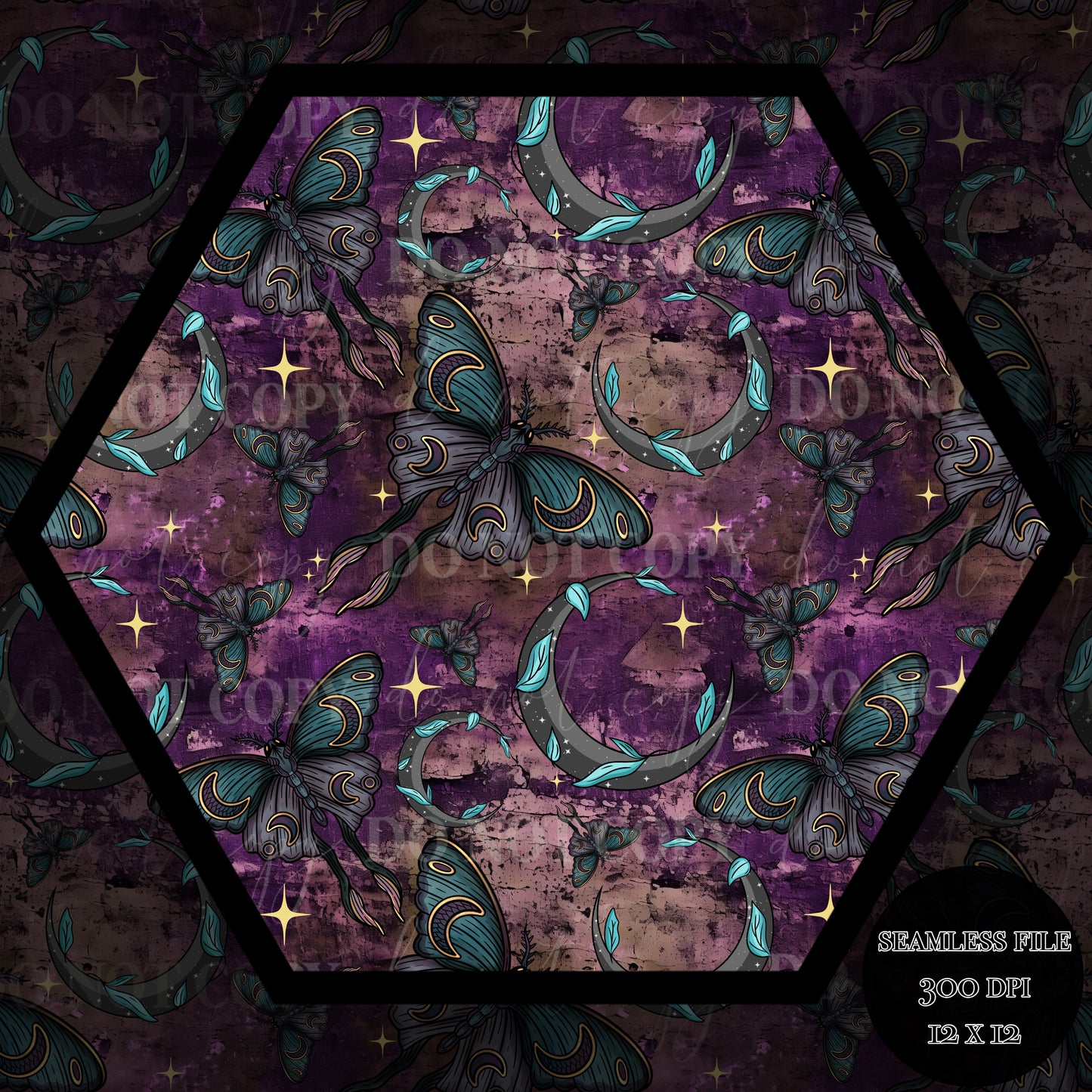 Moonlit Moths Seamless