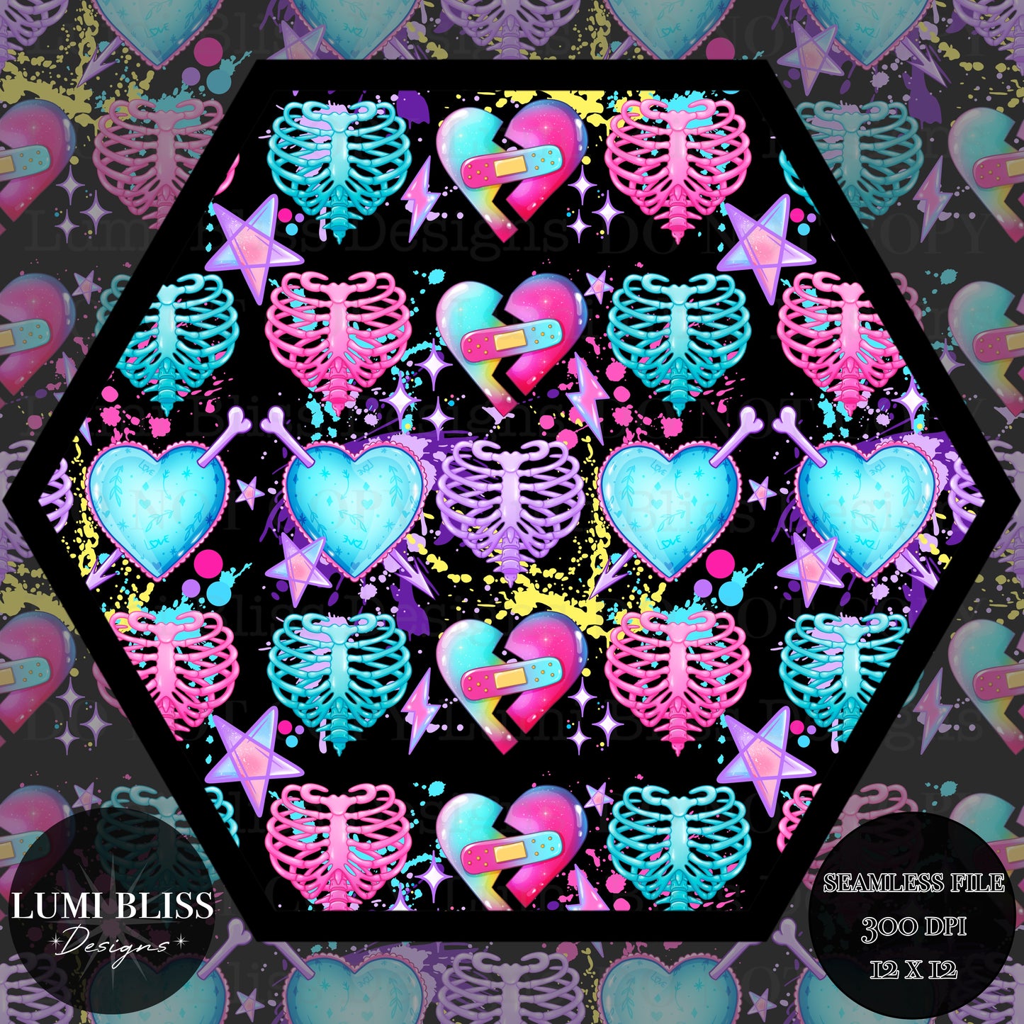 Skellie Hearts Seamless
