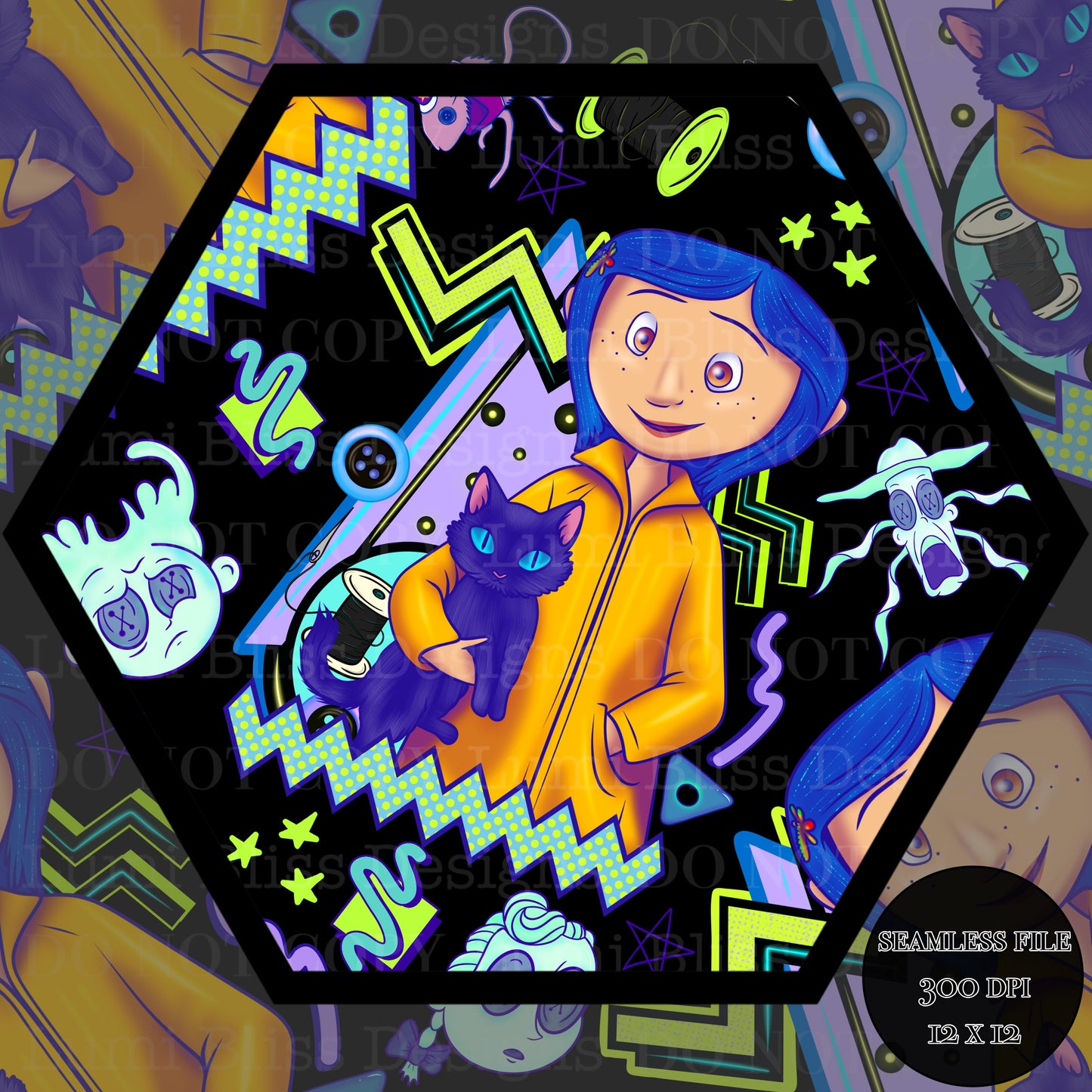 Blue hair girl Seamless