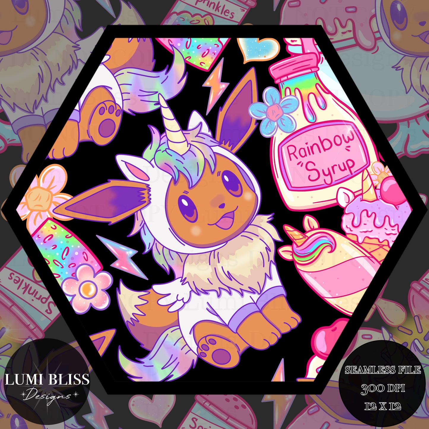 Unicorn Eevee Seamless