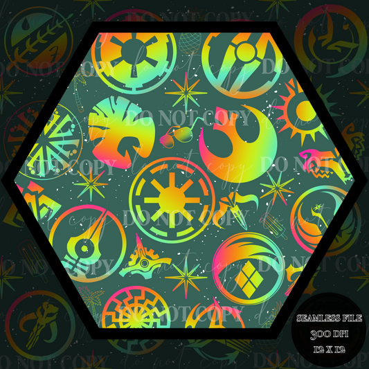 Neon Space badge Seamless