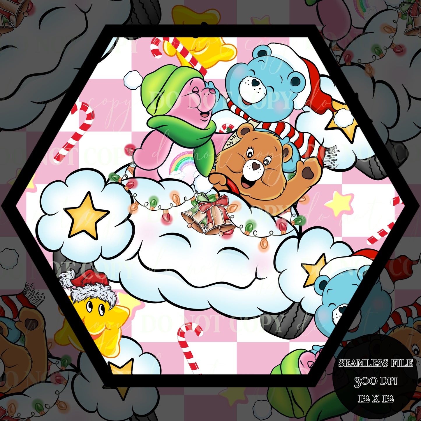 Christmas Care Bear Seamless