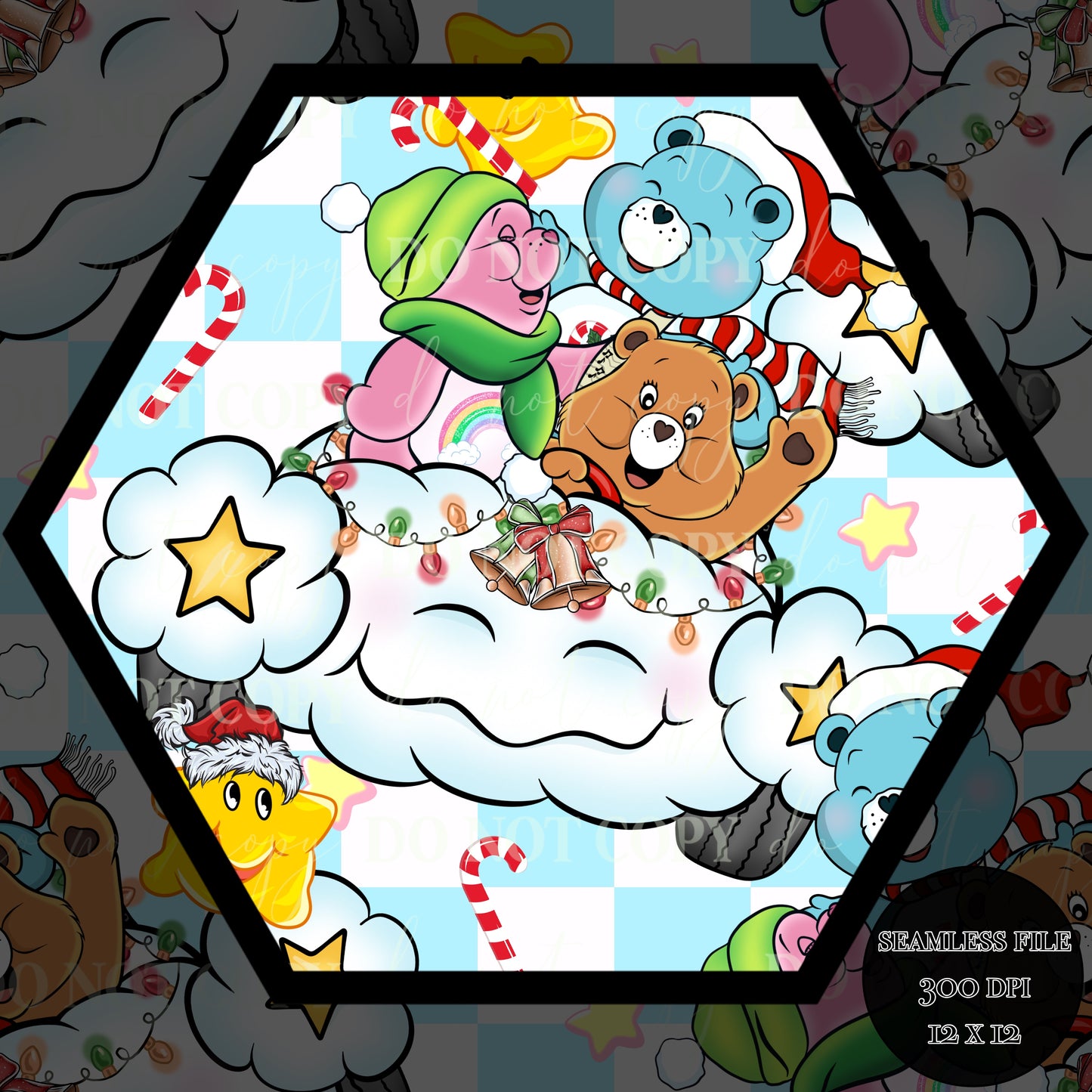 Christmas Care Bear Seamless