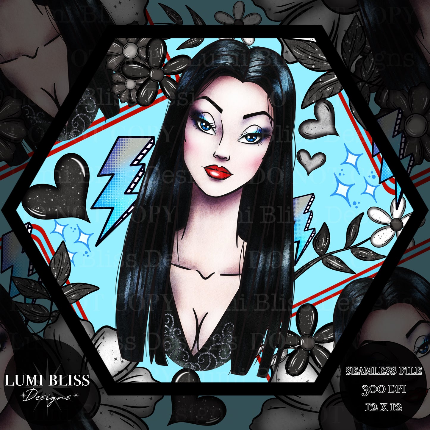 Goth Girls Morticia Seamless
